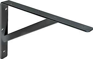 Knape & Vogt 208BLK400 Shelf L-Bracket, 16 in L, Steel, Black