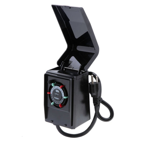 NSI RHB Series RHB32R Heavy-Duty Timer with Weatherproof Cover, 15 A, Plug Mounting, Black