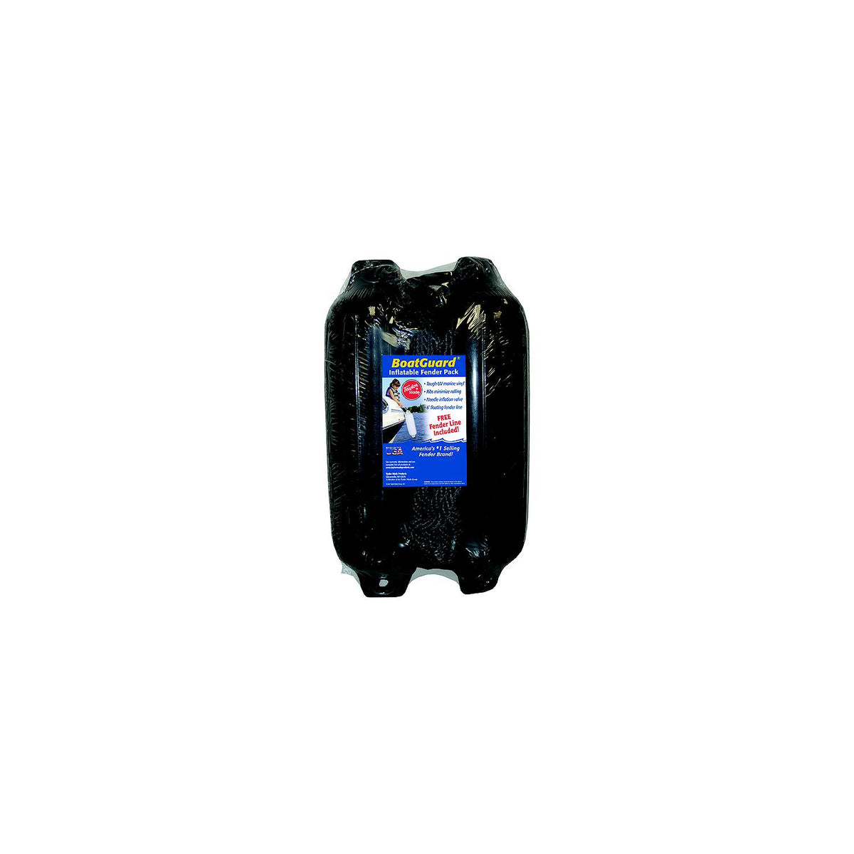 Taylor 2Pk Boatguard Fenders W/Fender Line, Black, 5″ x 18″