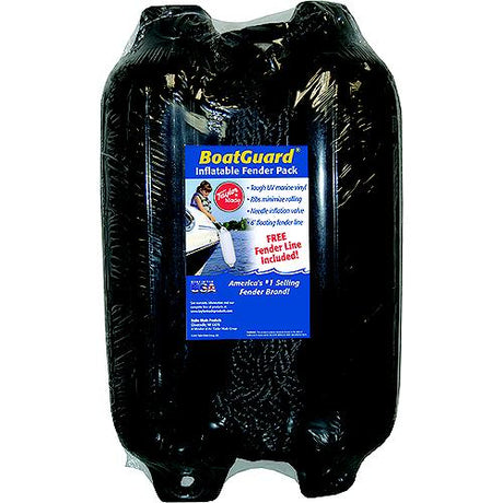Taylor 2Pk Boatguard Fenders W/Fender Line, Black, 6″ x 22″