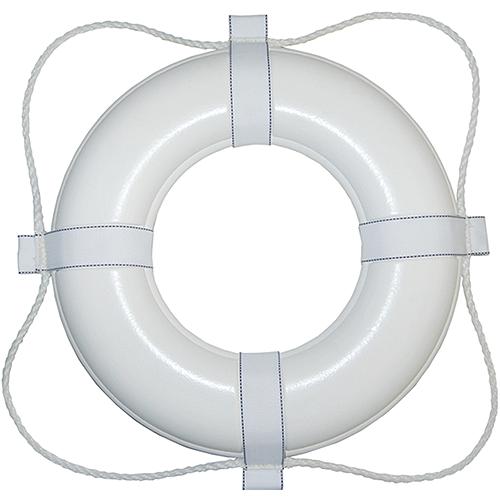 Taylor Vinyl Coated Foam Life Ring, 20" White w/White Rope