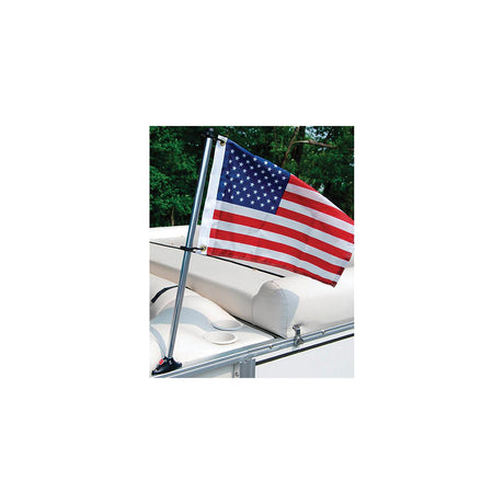 Taylor 3/4″ Anodized Aluminum Pontoon Flag Pole 30″ With Black Nylon Mount and U.S. Flag 16″ x 24″