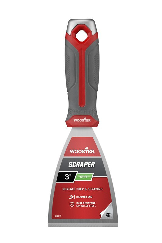 Wooster 8751-3 Scraper, 3 in W Blade, Stiff Blade, Stainless Steel Blade