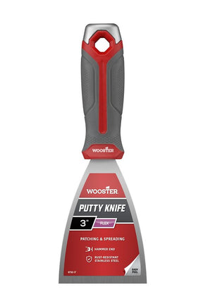 Wooster 8752-3 Putty Knife, 3 in W Blade, Stainless Steel Blade, Comfort Grip, Ergonomic, Non-Slip, Soft-Grip Handle