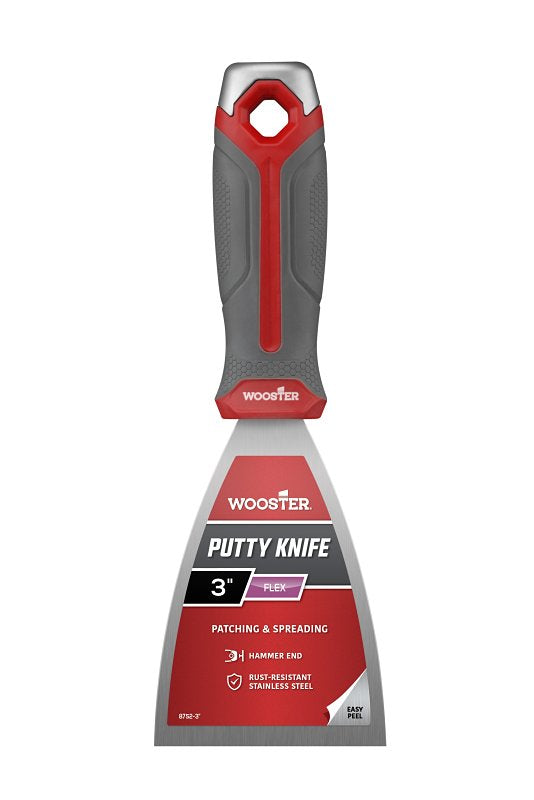 Wooster 8752-3 Putty Knife, 3 in W Blade, Stainless Steel Blade, Comfort Grip, Ergonomic, Non-Slip, Soft-Grip Handle