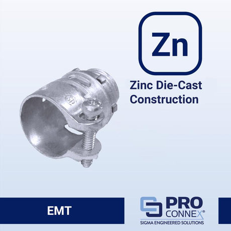 Sigma Engineered Solutions ProConnex 1 in. D Die-Cast Zinc Squeeze Connector For BX, MC and FLEX 1 p, Pack of 10