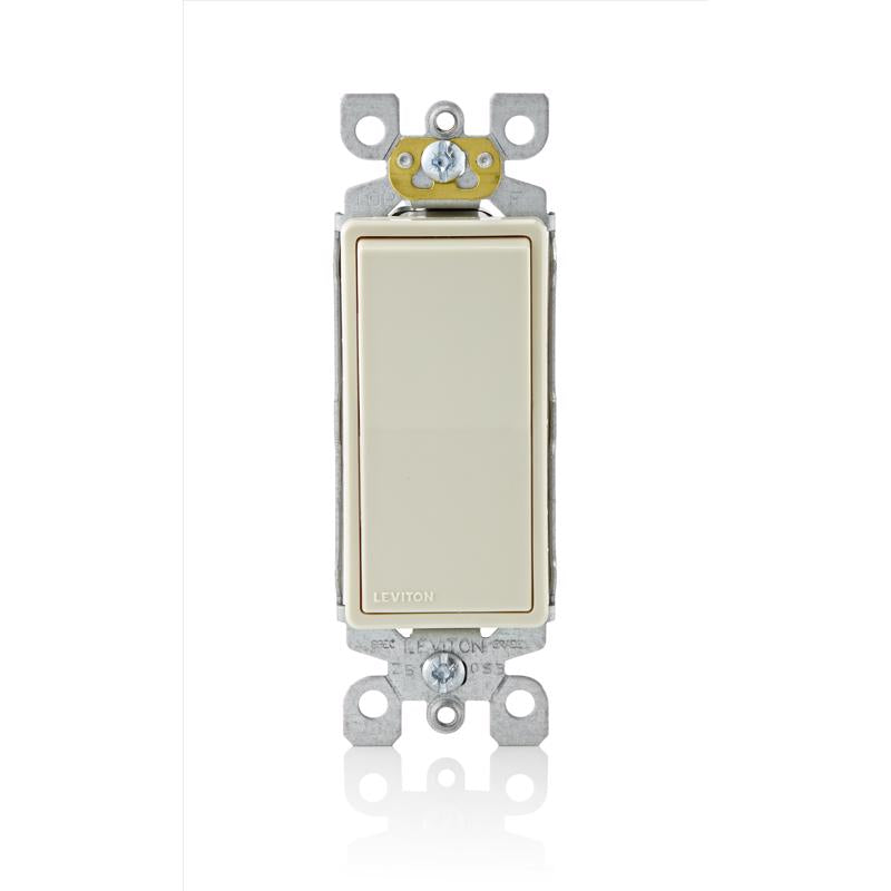 Leviton Decora 15 amps Single Pole Rocker AC Quiet Switch Light Almond 1 pk