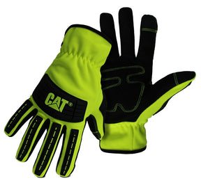 CAT CAT012250M High-Visibility Gloves, Men's, M, Open Cuff, Spandex, Green