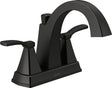 Delta Flynn Series 25768LF-BL Centerset Bathroom Faucet, 1.2 gpm, 2-Faucet Handle, 3-Faucet Hole, Brass, Matte Black