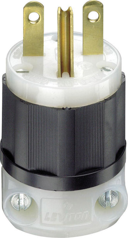 Leviton Industrial Nylon Ground/Straight Blade Plug 6-15P 18-10 AWG 2 Pole 3 Wire