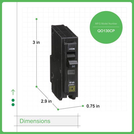 Square D QO 30 amps Plug In Single Pole Circuit Breaker