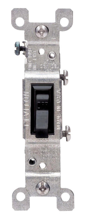 Leviton 15 amps Single Pole Toggle AC Quiet Switch Black 1 pk, Pack of 10