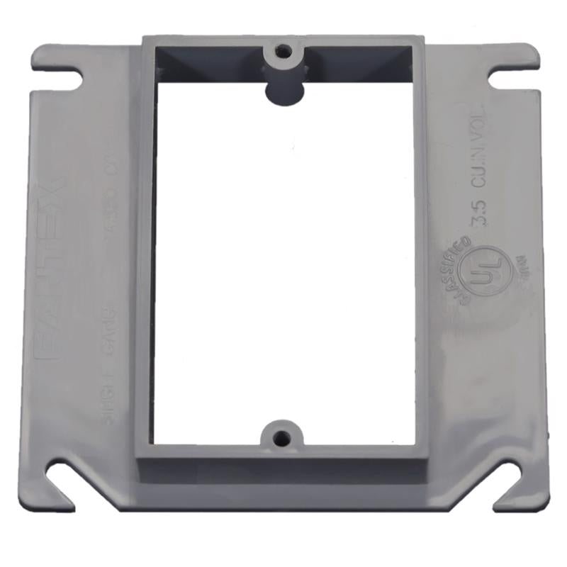 Cantex EZ Box New and Old Work Square PVC 1 gang Box Extension Gray
