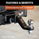 Curt 45341 Forged Ball Mount, Cat Class 5, 1-Hole, 2 in, 1-1/4 in Dia Hitch Ball, Steel, Powder-Coated
