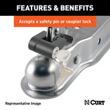 Curt 25105 Trailer Coupler, 2000 lb, 1-7/8 in Ball, Zinc