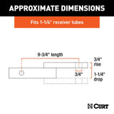 Curt 45519 Ball Mount, Cat Class 2, 1-Hole, 1-1/4 in, 3/4 in Dia Hitch Ball, Carbon Steel, Powder-Coated