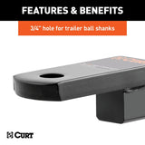 Curt 45519 Ball Mount, Cat Class 2, 1-Hole, 1-1/4 in, 3/4 in Dia Hitch Ball, Carbon Steel, Powder-Coated
