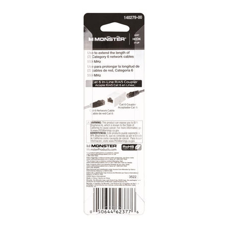Monster Just Hook It Up 0 ft. L Category 6 In-Line Coupler