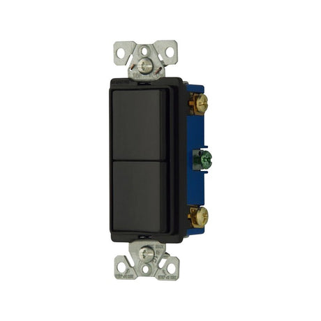 Eaton 7728BK-BOX Combination Switch, 15 A, 120/277 V, Screw, Back/Side Wire Terminal, Thermoplastic Housing Material, Pack of 10