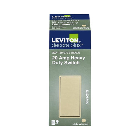 Leviton Decora 20 amps Single Pole Rocker AC Quiet Switch Light Almond 1 pk