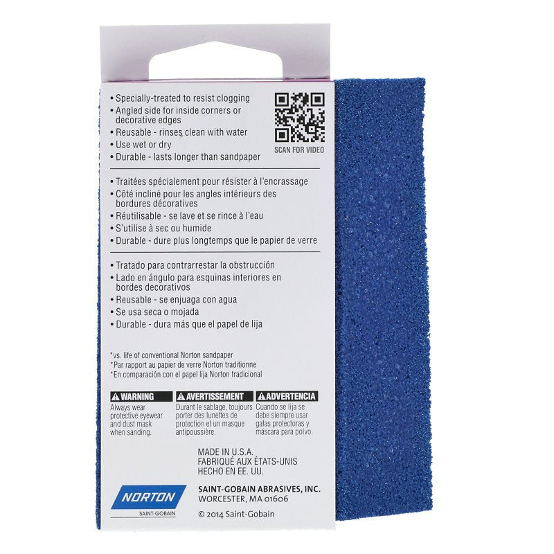 Norton ProSand 82066 Sanding Sponge, 4-1/2 in L, 3-1/2 in W, 80 Grit, Coarse, Aluminum Oxide Abrasive