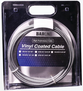 Baron 54205/50245 Aircraft Cable, 1/4 to 5/16 in Dia, 30 ft L, 1220 lb Working Load, Steel, Galvanized