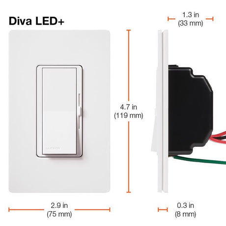 Lutron Diva White 150 W 3-Way Dimmer Switch 1 pk