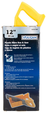 Vulcan JL42402 Miter Box with Saw, 4 in W Cutting, 2-1/4 in D Cutting, Plastic, Yellow