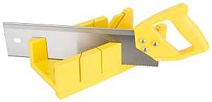 Vulcan JL42402 Miter Box with Saw, 4 in W Cutting, 2-1/4 in D Cutting, Plastic, Yellow