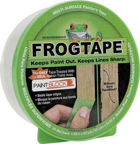 FrogTape 106095 Multi-Surface Premium-Grade Painter's Tape, 60 yd L, 1.88 in W, Crepe Backing, Green