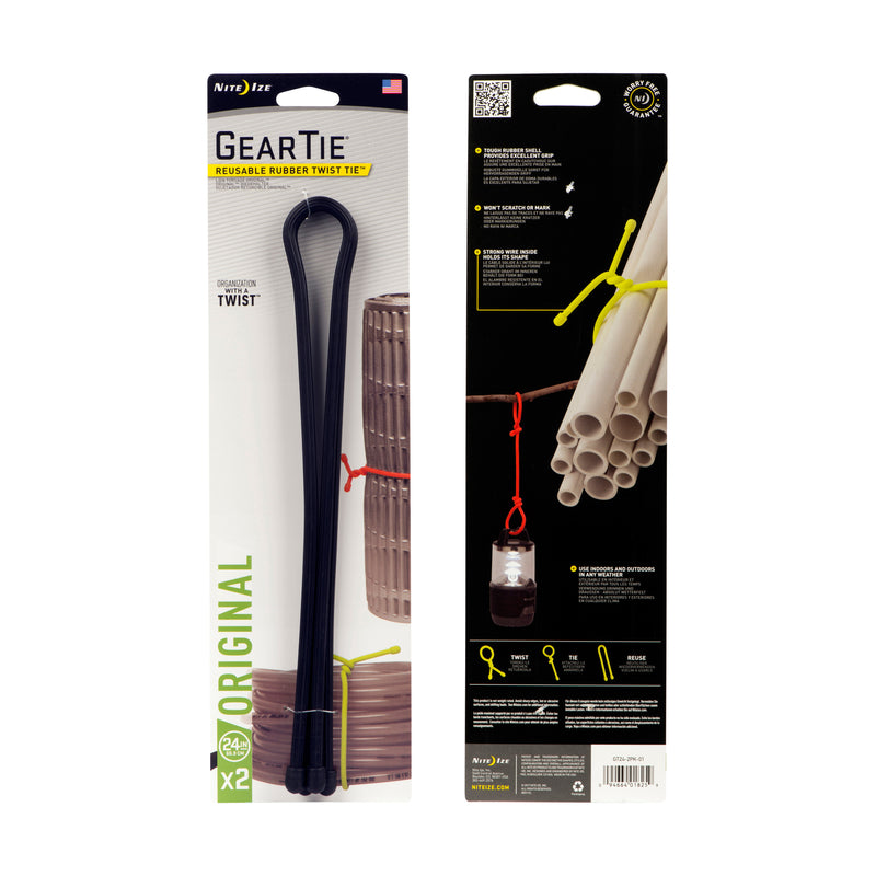 Nite Ize Gear Tie 24 in. L Black Twist Ties 2 pk