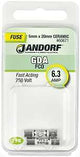 JANDORF GDA Series 60671 Fast Acting Fuse, 6.3 A, 250 V, 1500 A Interrupt, Ceramic Body, Fast-Acting Fuse