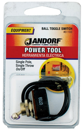 Jandorf 61168 Switch, 3/6 A, 125/250 V, SPST, Lead Wire Terminal, Brass