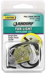 Jandorf 61208 Pull Chain Switch, 1 -Pole, 125 V, 3 A, Nickel