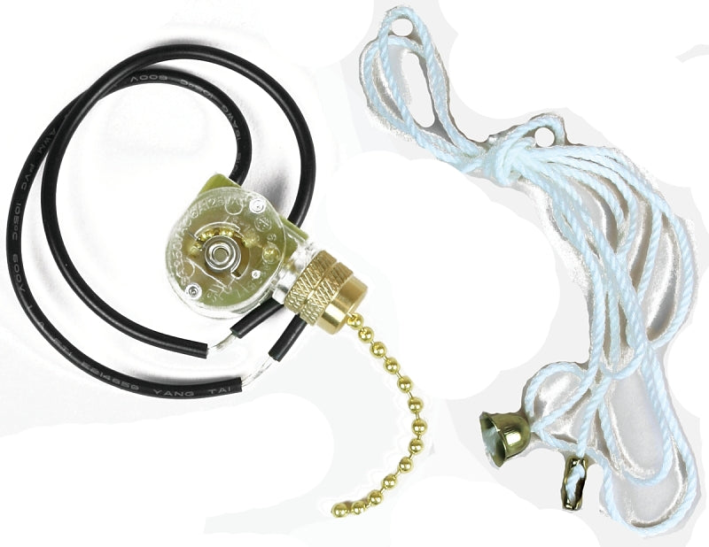 Jandorf 60304 1-Speed Pull Chain Switch, 1 -Pole, 250 V, 3 A, Brass