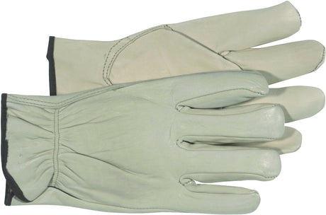 Boss 4068M Driver Gloves, M, Keystone Thumb, Open, Shirred Elastic Back Cuff, Leather, Natural