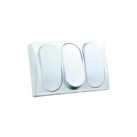 JR Products 13595 White Triple Modular On/Off RV Switch with Bezel