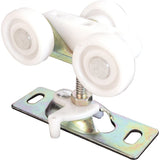 Prime-Line N 6848 Door Roller, 1 in Dia Roller, 1-1/4 in W Roller, Steel, 3-Roller, Top Center Mounting