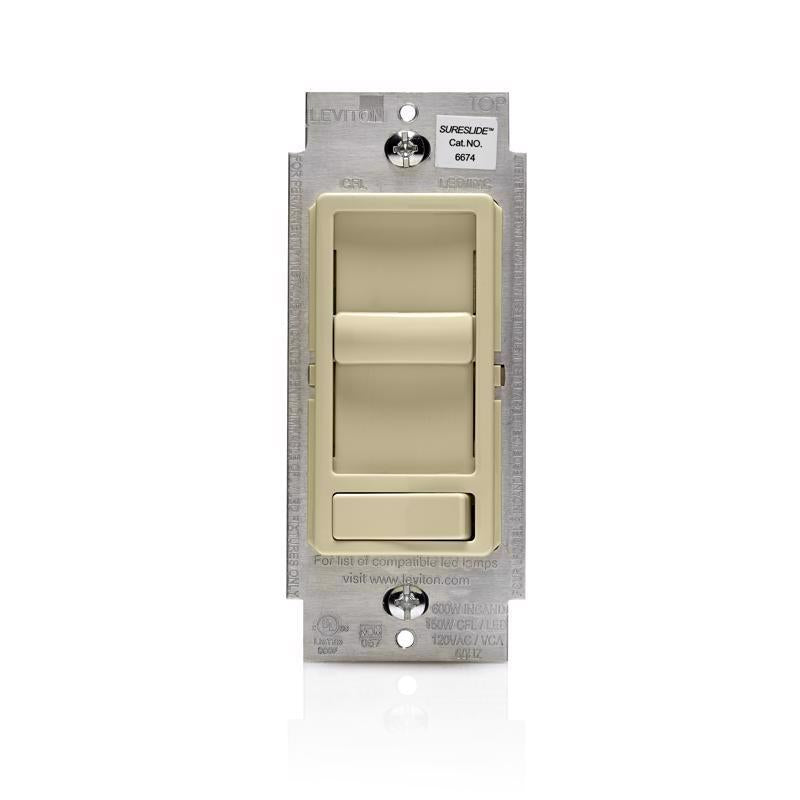 Leviton SureSlide Ivory 600 W Preset Slide Dimmer Switch 1 pk