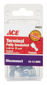 Ace Insulated Wire Female Disconnect Blue 6 pk