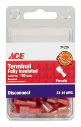 Ace 22-16 AWG Insulated Wire Female Disconnect Red 100 pk
