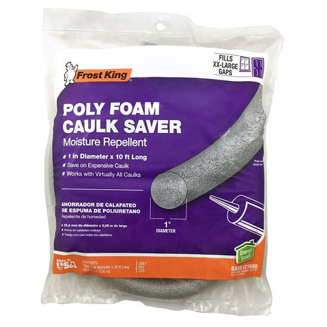 Frost King C25H Backer Rod, 1 in Dia, 10 ft L, Poly Foam, Gray
