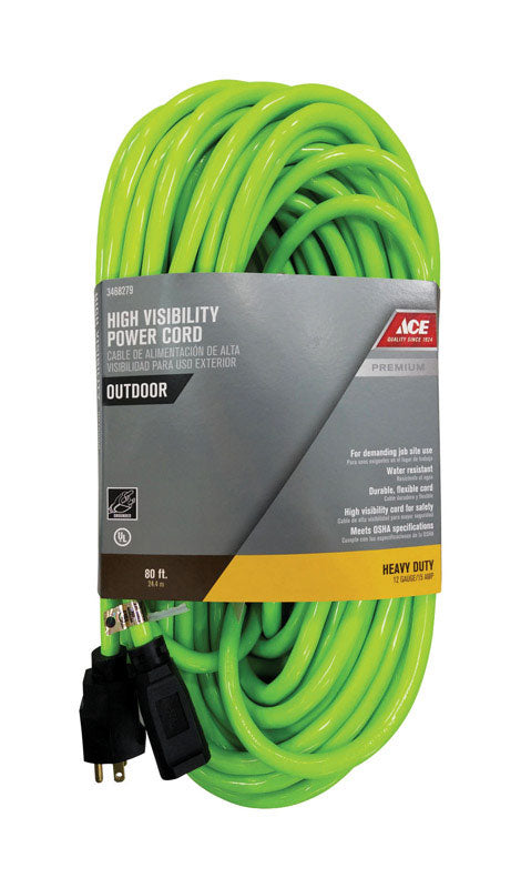 Ace Outdoor 80 ft. L Neon Green Extension Cord 12/3 SJTW