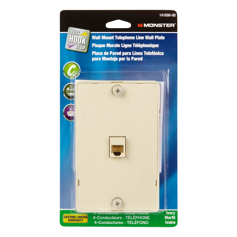 Monster Just Hook It Up Ivory 1 gang Plastic Telephone Wall Plate 1 pk, Pack of 6