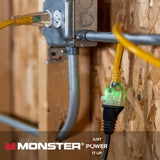 Monster Just Power It Up Outdoor 100 ft. L Yellow Extension Cord 14/3 SJTW