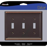 Amerelle Chelsea Aged Bronze 3 gang Stamped Steel Toggle Wall Plate 1 pk