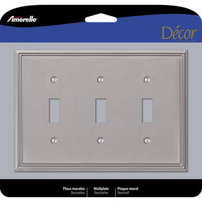 Amerelle Metro Brushed Nickel 3 gang Die-Cast Metal Toggle Wall Plate 1 pk