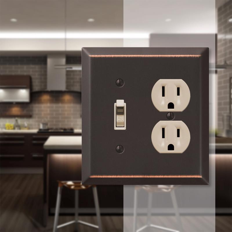 Amerelle Century Aged Bronze 2 gang Stamped Steel Toggle Wall Plate 1 pk