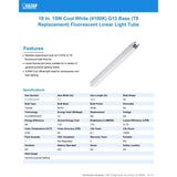 Feit Legacy Bulbs 15 W T8 1.1 in. D X 17.7 in. L Fluorescent Bulb Cool White Linear 4100 K 1 pk, Pack of 6