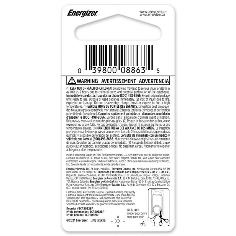 Energizer Lithium Coin 2032 3 V 0.24 mAh Keyless Entry Battery 1 pk, Pack of 6